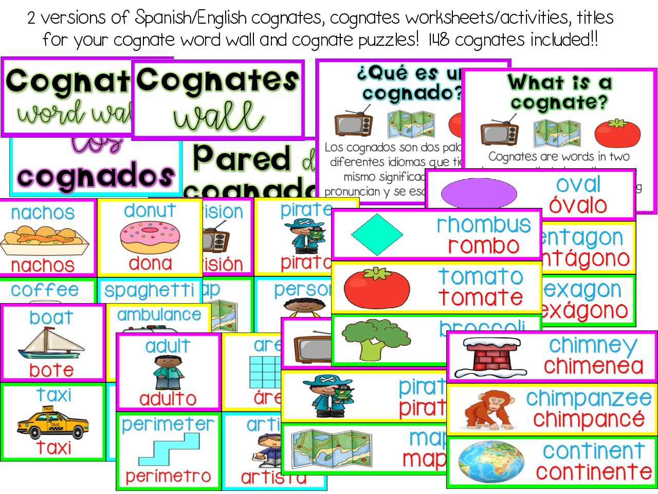 Cognates Pack Spanish English 